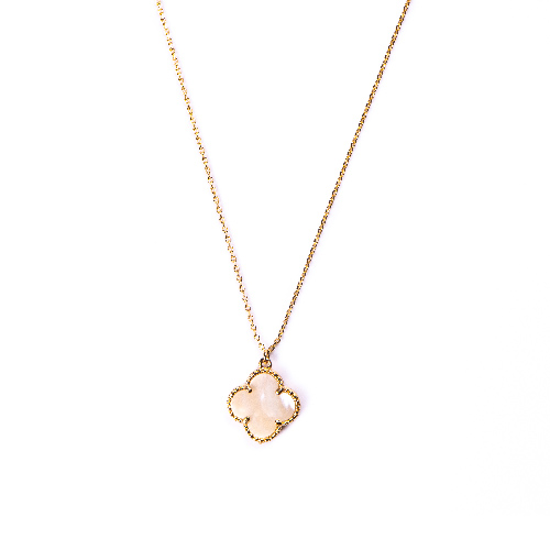 Collier trèfle rose