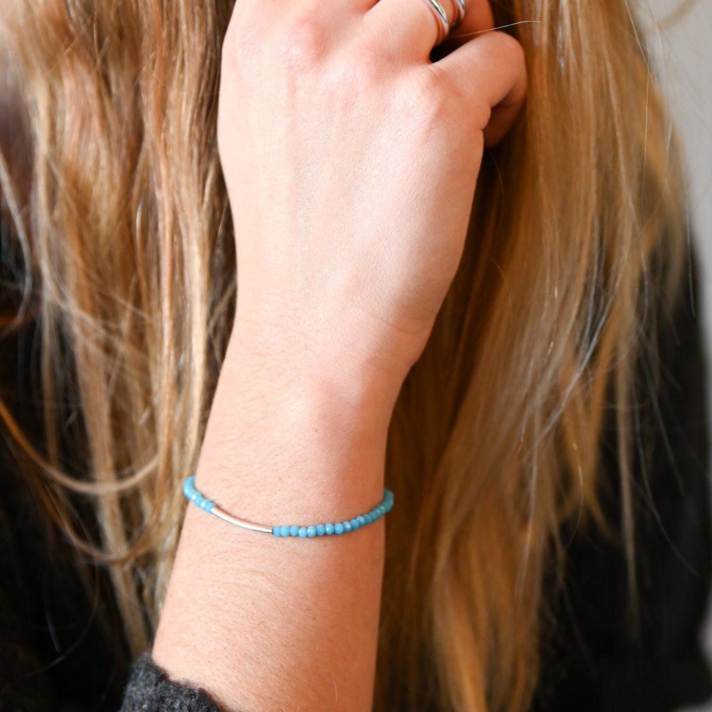 Bracelet arc turquoise argent