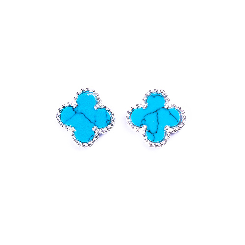 Puces d’oreilles mini trèfle turquoise